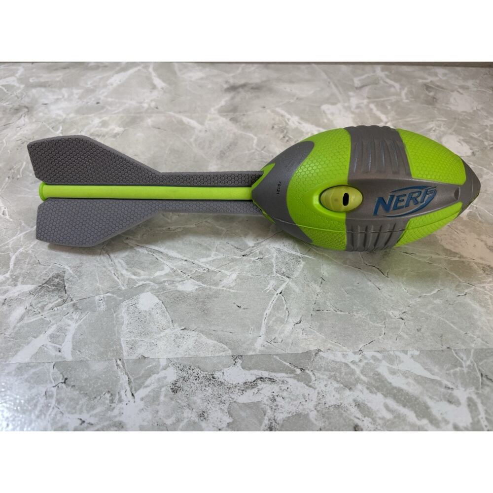 NERF Vortex Mega Aero Howler Whistler Foam Football - Hasbro Green Gray 2012